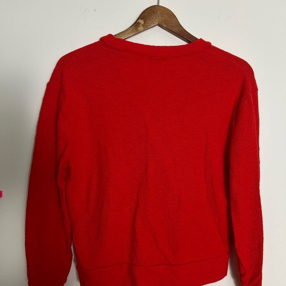 Womens J.Crew Red Faux Wrap Sweater Textured Knit Small Cotton Preppy Normcore - Picture 9 of 14